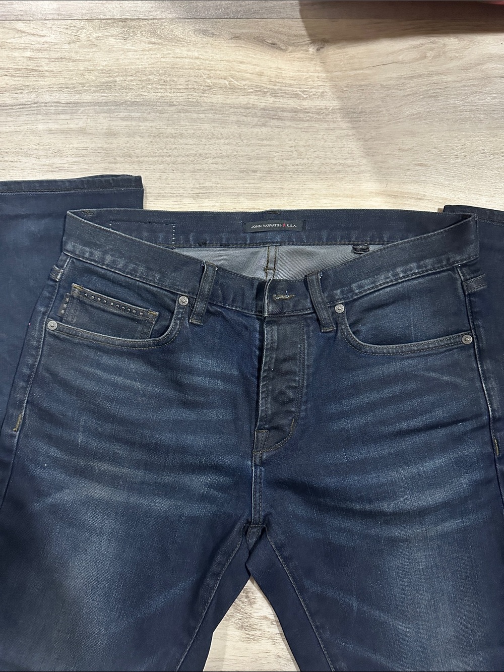 John Varvatos Slim Straight Jeans - Dark Indigo Blue